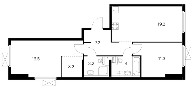 2-комнатная квартира 64.6 м², 10/14 эт., ЖК «Витебский парк»